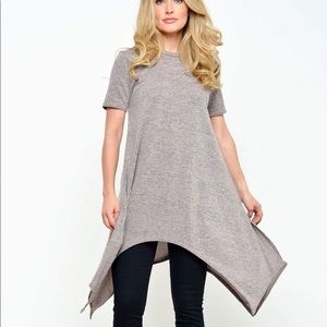 Vibe Asymmetrical Midi Gray Dress, Small/Petite